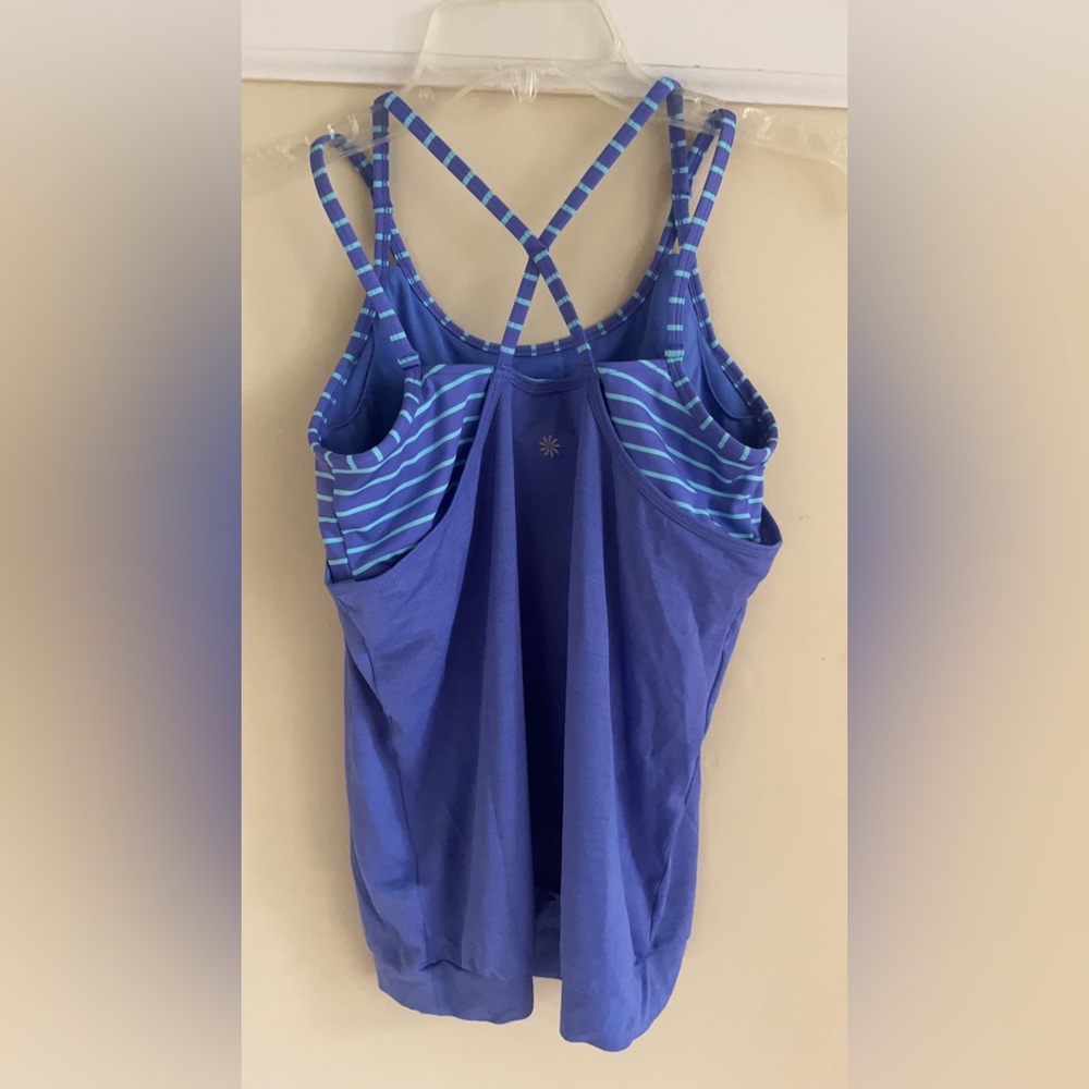 Blue ATHLETA tank top with built in sports bra